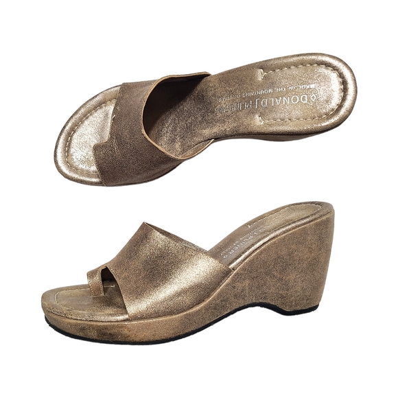 Donald J. Pliner Shoes - Donald J. Pliner Verna Wedge Sandals Metallic Gold